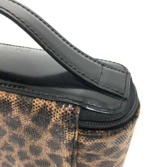 LOEWE Leopard Mini/Cosmetics Pouch Bag Vanity bag Leather Brown/GoldHardware - Picture 11 of 16